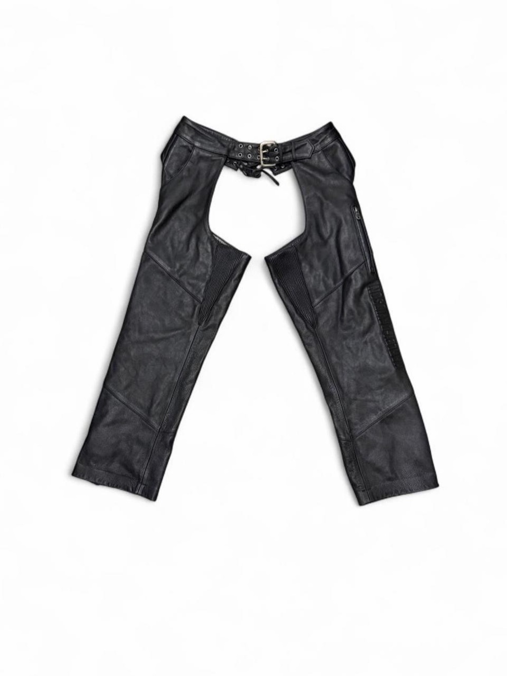 Harley-Davidson Genuine Leather Motorcycle Chaps Black Size Medium Lace-Up Biker